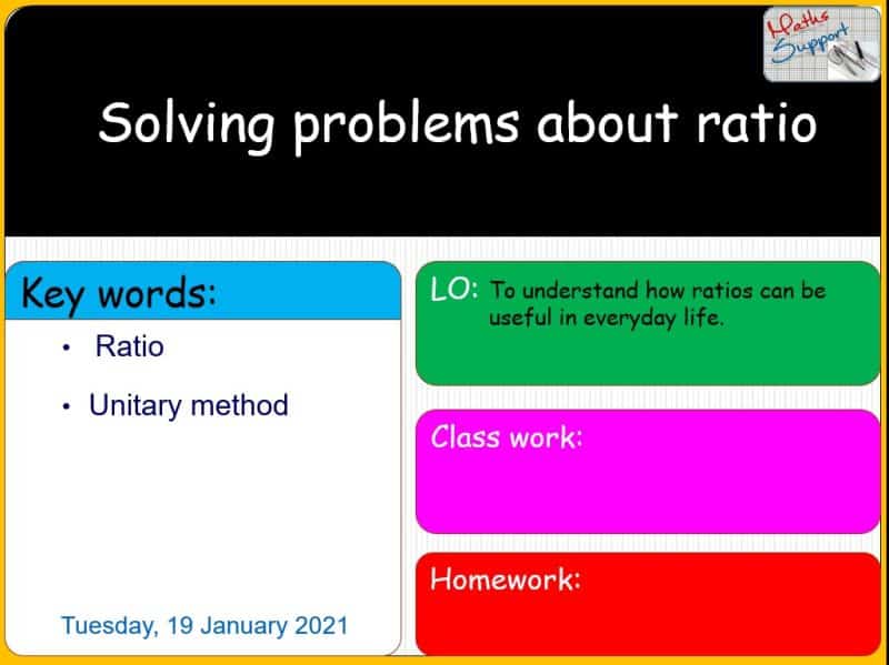 Maths KS3 – 1.04.1 Divide in a given ratio