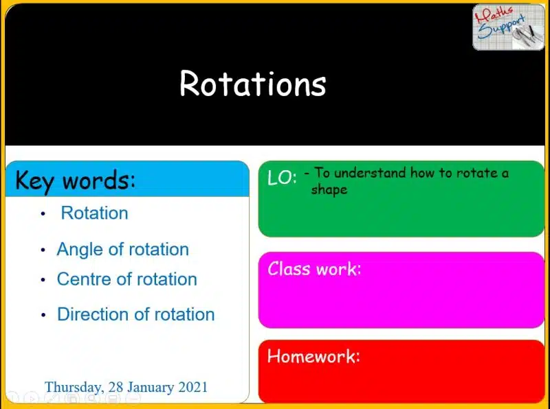 Maths KS3 – 3.02.1 Transformations - Rotations