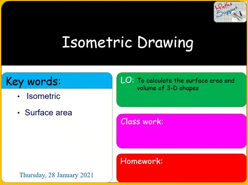 Maths KS3 – 3.06.2 Isometric drawing