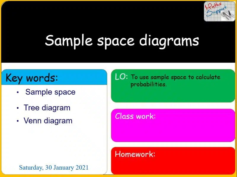 Maths KS3 – 4.05.1 Using sample space diagrams