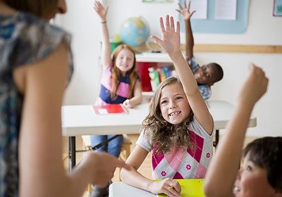 Students raising hand