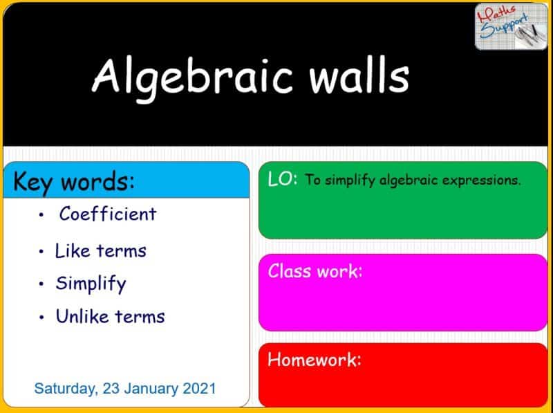 Maths KS3 – 2.01.3 Algebraic walls