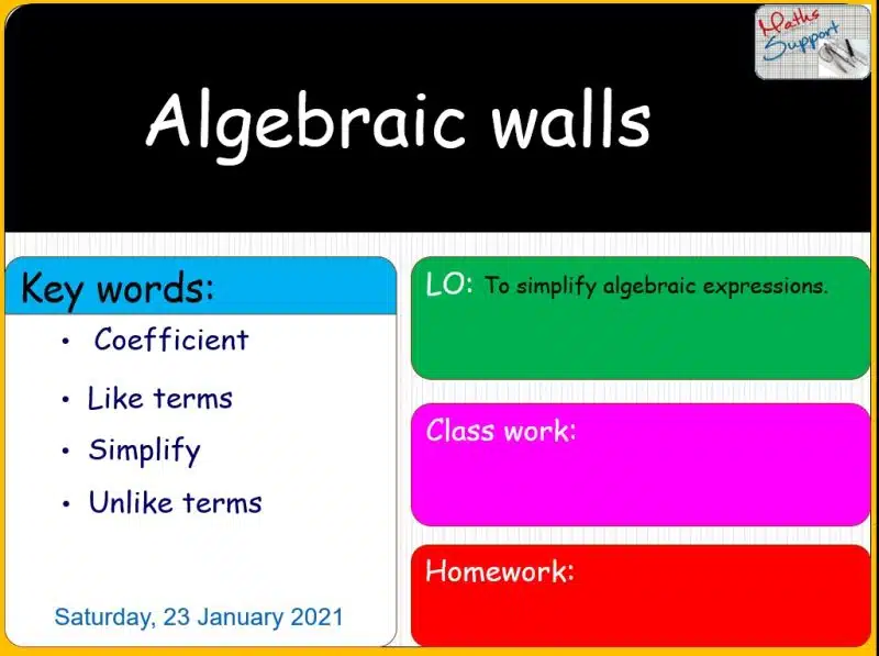 Maths KS3 – 2.01.3 Algebraic walls