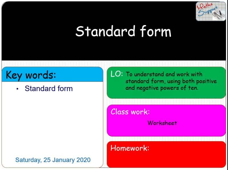 Maths KS3 – 1.12.0 Numbers in Standard form