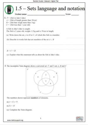 Edexcel 1.5 Set language and notation - Revision Guide