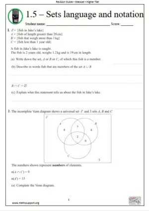Edexcel 1.5 Set language and notation - Revision Guide