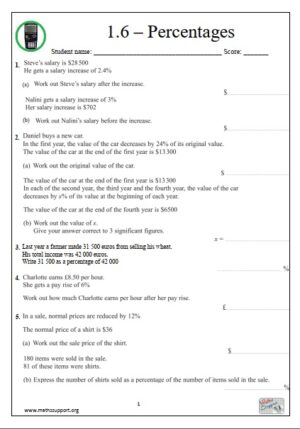 Edexcel 1.6 Percentages - Revision Guide