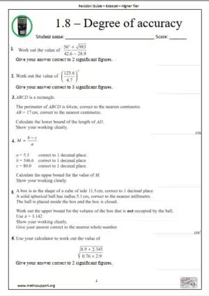 Edexcel 1.8 Degree of accuracy - Revision Guide