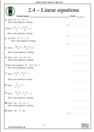 Edexcel 2.4 Linear equations - Revision Guide