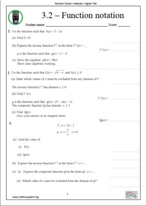 Edexcel 3.2 Functional notation - Revision Guide