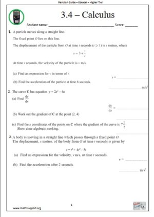 Edexcel 3.4 Calculus - Revision Guide