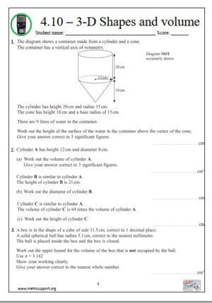 Edexcel 4.10 3-D shapes and volume - Revision Guide