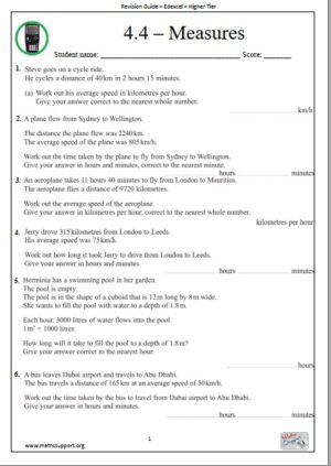 Edexcel 4.4 Measures - Revision Guide