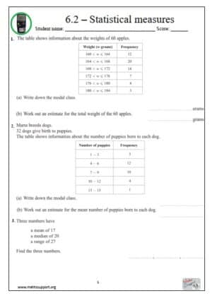 Edexcel 6.2 Statistical measures - Study Guide