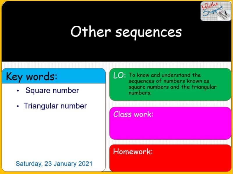 Maths KS3 – 2.02.4 Other sequences