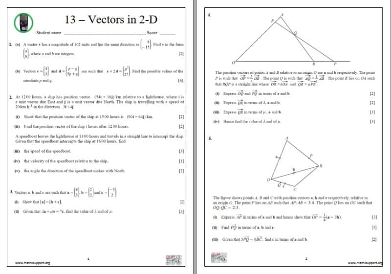 Maths Topic 13: Vectors in 2D – Additional Maths | Math Support