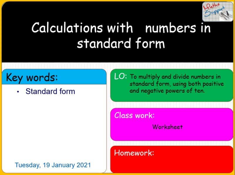 Maths KS3 – 1.12.1 Calculations with numbers – standard form