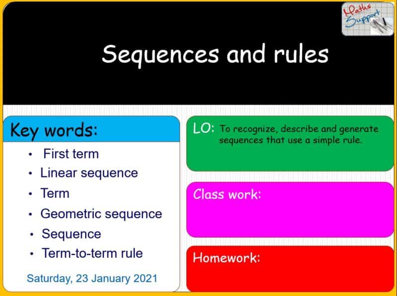 Maths KS3 – 2.02.1 Linear sequences