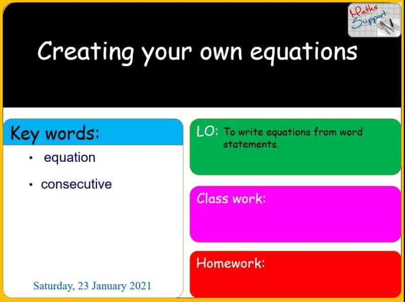 Maths KS3 – 2.03.2 Creating equations from word problems