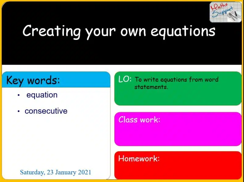 Maths KS3 – 2.03.2 Creating equations from word problems
