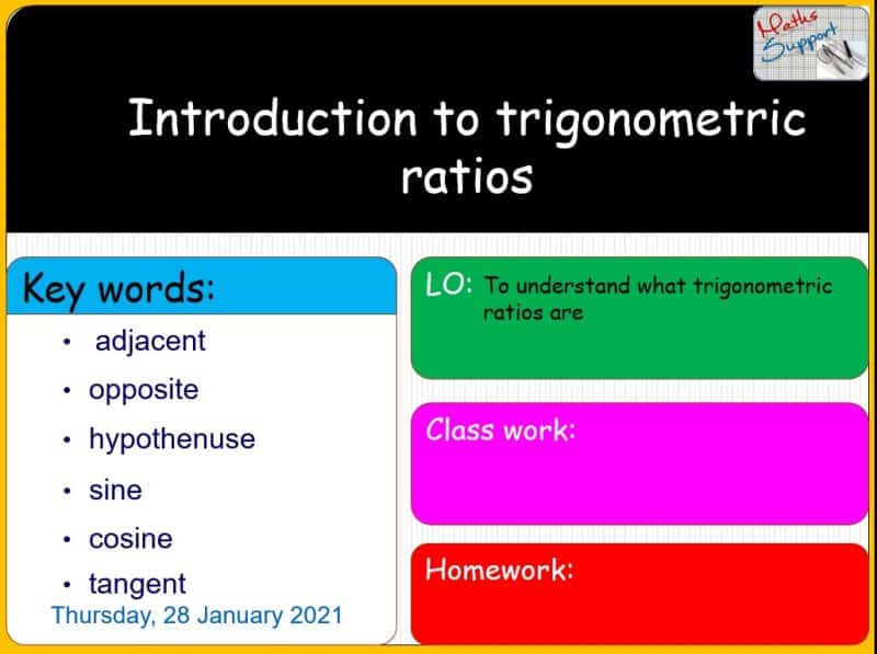 Maths KS3 – 3.08.1 Introduction to trigonometric ratios