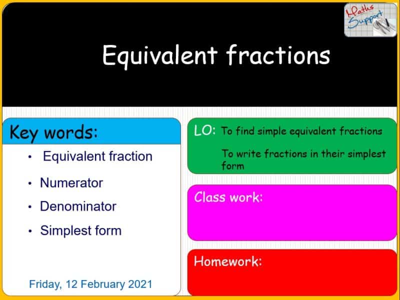 Maths KS3 – 1.05.1 Equivalent   fractions
