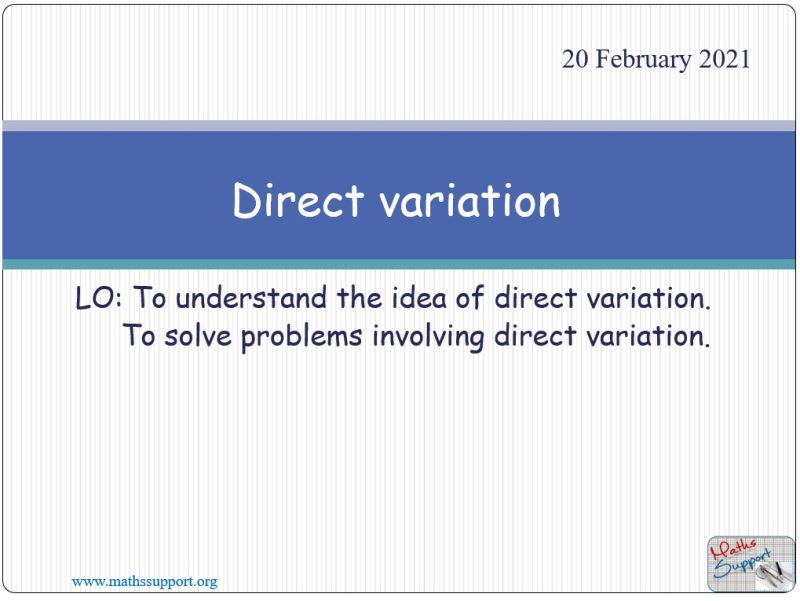 Maths  IGCSE  E2.13.1  Direct variation