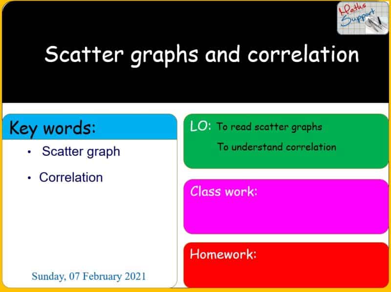 Maths KS3 – 4.04.0 Scatter graphs and correlation