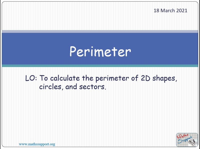 Maths IGCSE E7.20 Perimeter of  2D  shapes
