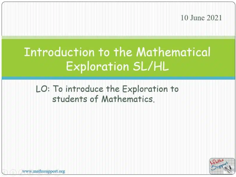 Maths 4 - Intro to the IB Maths Exploration