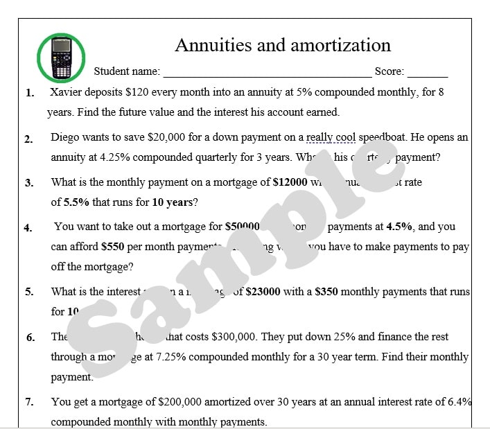 Maths IB 1.71 Annuities and amortization – A & I SL