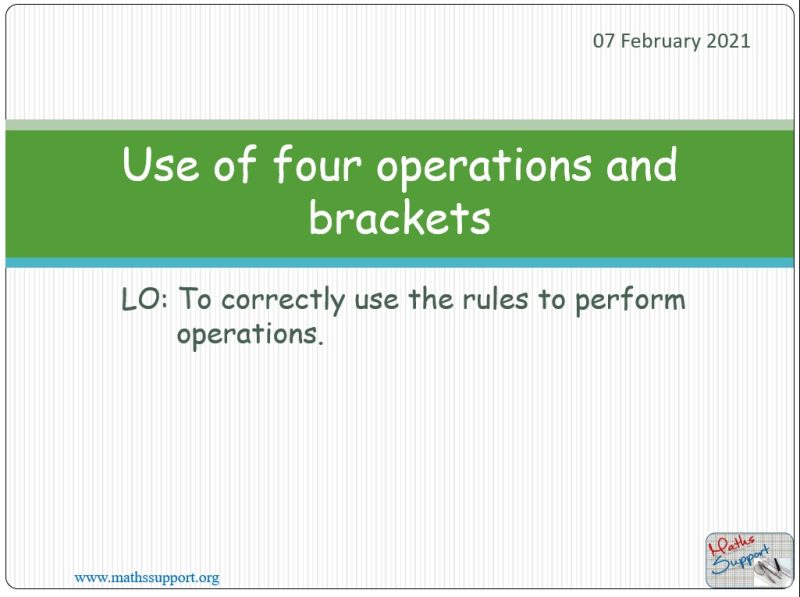 Maths IGCSE C1.2 Four operations and brackets