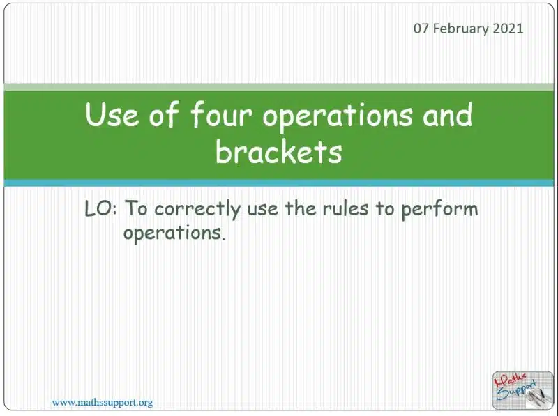 Maths IGCSE C1.2 Four operations and brackets