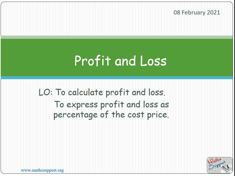 Maths IGCSE C1.81 Profit and loss