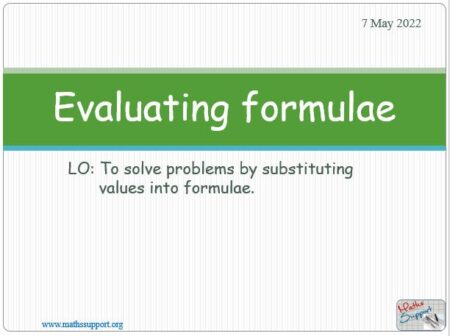 Maths IGCSE C2.5 Substitution into formula