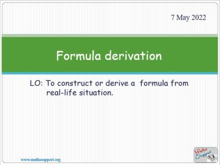 Maths IGCSE C2.52 Constructing or deriving a formula