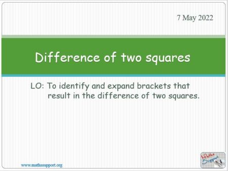Maths IGCSE C2.7.2 Expanding the Difference of two squares