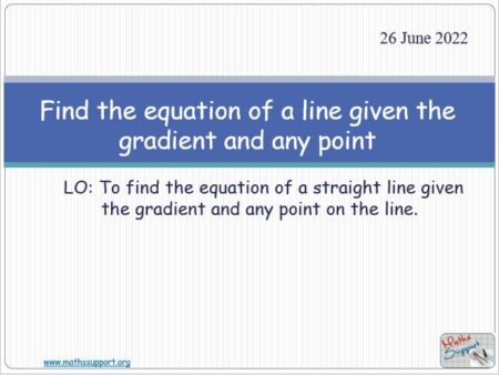 Maths IGCSE E4.64 Equa. of straight line Point-Gradient form