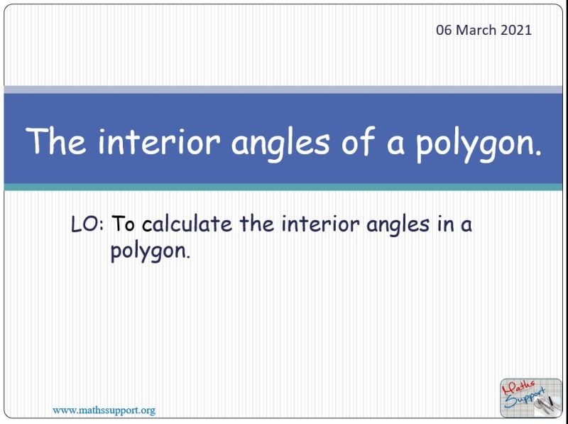 Maths IGCSE E5.4.4 The interior angles of a polygon