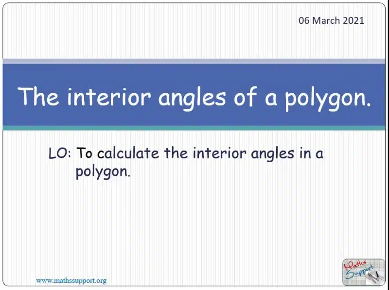 Maths IGCSE E5.4.4 The interior angles of a polygon