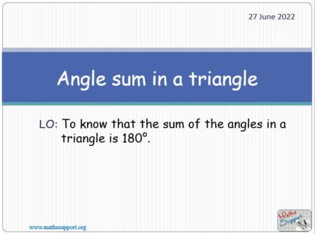 Maths IGCSE E5.4.2 Angle sum of a triangle