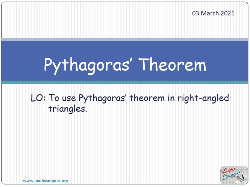 Maths IGCSE E5.6 The Pythagoras'  theorem
