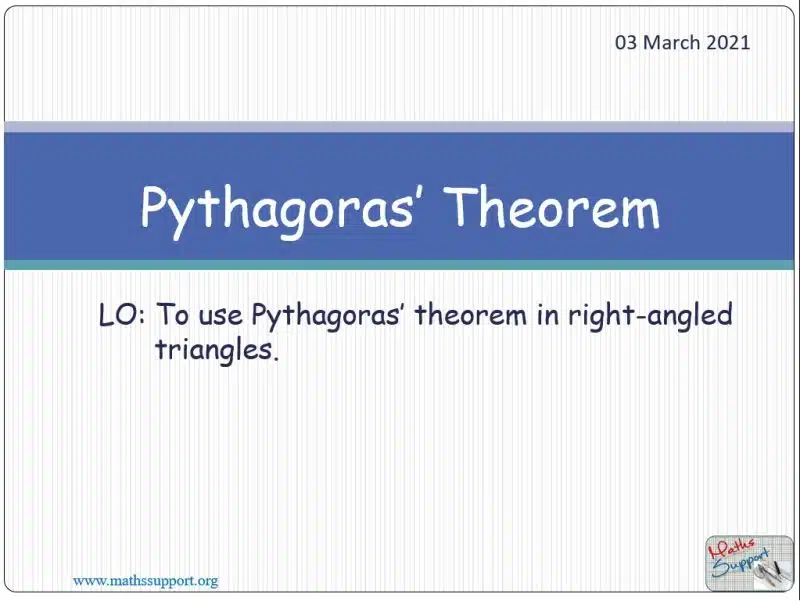 Maths IGCSE E5.6 The Pythagoras'  theorem