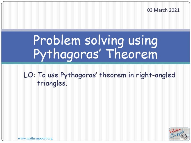 Maths IGCSE E5.6.2 Solving problem using Pythagoras' theorem