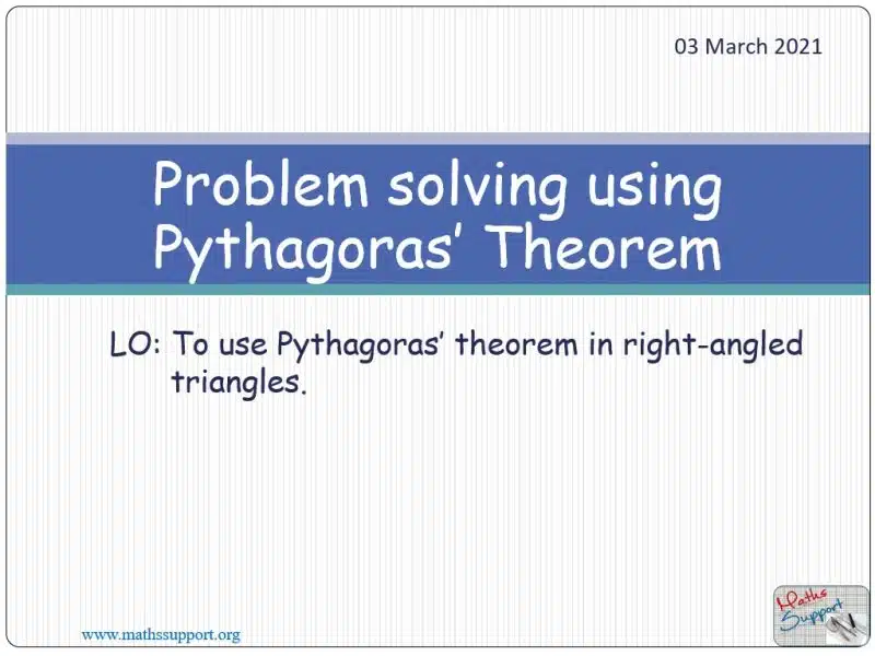 Maths IGCSE E5.6.2 Solving problem using Pythagoras' theorem