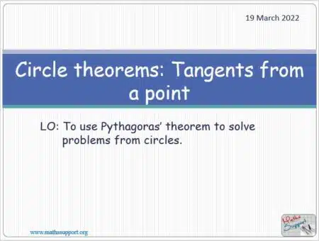 Maths IGCSE E5.7.1 Circle theorems: Tangent from a point