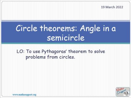 Maths IGCSE E5.7.2 Circle theorems: Angle in a semicircle