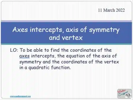 Maths IGCSE E3.22.2 Line of symmetry and vertex