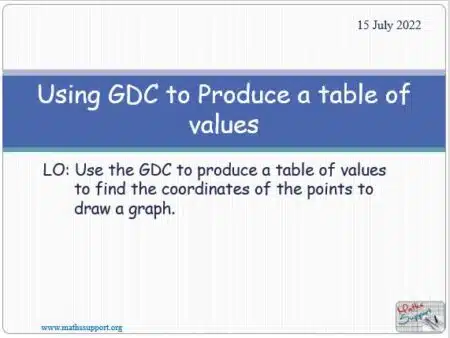 Maths IGCSE E3.61 Using the GDC to produce a table of values