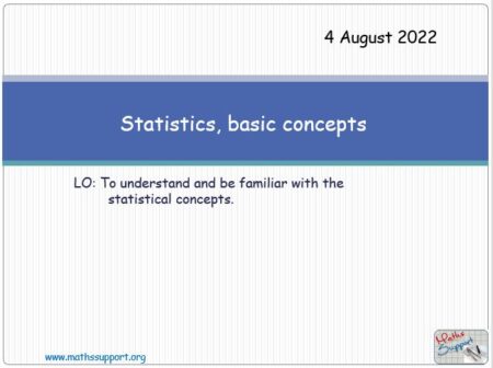 Maths IGCSE E11.2 Statistics, basic concepts